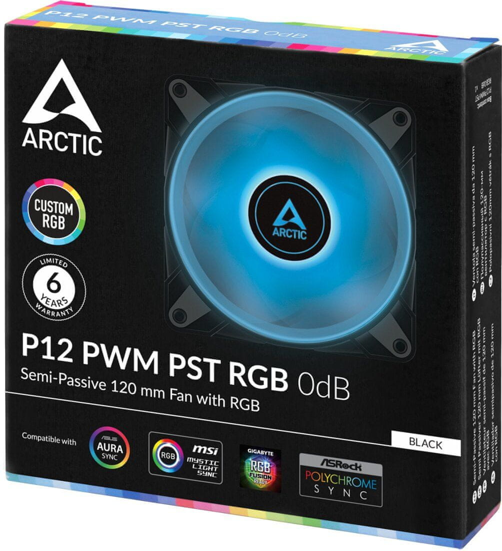 Wentylator Arctic P12 PWM PST RGB 120mm 0dB Black 3szt ProLine