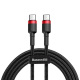 Kabel przewd USB Typ-C do Typ-C 200cm Baseus Cafule Quick Charge 3.0, 60W, 20V, PD 2.0 z obsug szybkiego adowania - czarno-czerwony (CATKLF-H91)