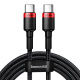 Kabel przewd USB Typ-C do Typ-C 200cm Baseus Cafule Quick Charge 3.0, 100W, 5A, PD 2.0 z obsug szybkiego adowania - czarno-czerwony (CATKLF-AL91)