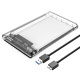 Obudowa zewntrzna na dysk 2,5" HDD/SSD ORICO, SATA III, USB-A 3.1 5 Gbps - przeroczysta (2139U3-CR-EP)