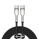 Kabel przewd USB Typ-C do Typ-C 100cm Baseus Cafule Metal Data 100W (20 V / 5 A) PD, QC 3.0 obsug szybkiego adowania - czarny (CATJK-C01)