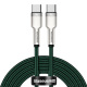 Kabel przewd USB Typ-C do Typ-C 200cm Baseus Cafule Metal Data 100W (20 V / 5 A) PD, QC 3.0 obsug szybkiego adowania - zielony (CATJK-D06)