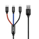 Kabel przewd pleciony USB 3w1 - USB TYP-C, Lightning, micro USB 120cm 3,5A max Baseus Primary Colors - czarny
