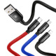 Kabel przewd pleciony USB 3w1 USB