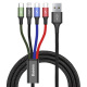 Kabel przewd pleciony USB 4w1 Baseus - 2 x USB TYP-C, Lightning, micro USB 120cm 3,5A - czarny (CA1T4-B01)