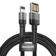 Kabel przewd USB - Lightning / iPhone 100cm Baseus Cafule z obsug szybkiego adowania 2.4A (CALKLF-GG1)