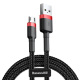 Kabel przewd USB - micro USB 100cm Baseus Cafule Quick Charge 2.4A z obsug szybkiego adowania - czarno-czerwony (CAMKLF-B91)