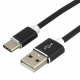 Kabel przewd silikonowy USB - USB-C / Typ-C everActive 100cm z obsug szybkiego adowania do 3A czarny (CBS-1CB)
