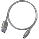 Silverstone SST-CPU05C-500 obustronny kabel USB Type-C do USB Type-A pokryty nylonem, wytrzymay, 0.5m, grafitowy