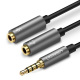 Rozdzielacz audio AUX UGREEN kabel mini jack 3,5mm (mski) do suchawki + mikrofon (eskie), 20cm do XBOX ONE i PS4 (30619)