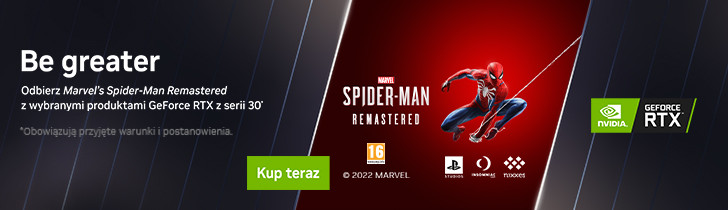 Promocja "Be greater" na wybrane produkty NVIDIA RTX z grą Marvel's Spider-Man Remastered
