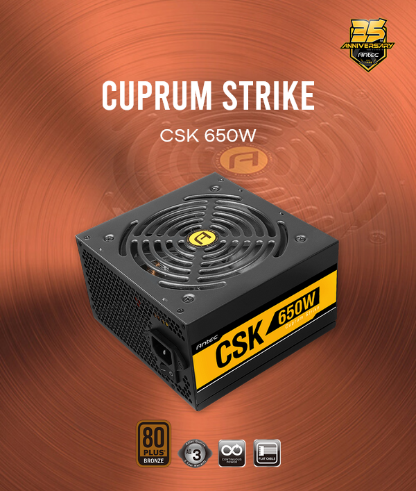 Antec Cuprum Strike Csk 650w 80 Bronze Non Modular Power Supply Ac69204 61400