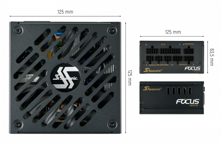 Wymiary zasilacza Seasonic FOCUS SFX Gold 650 (SGX-650) 80Plus Gold 650W