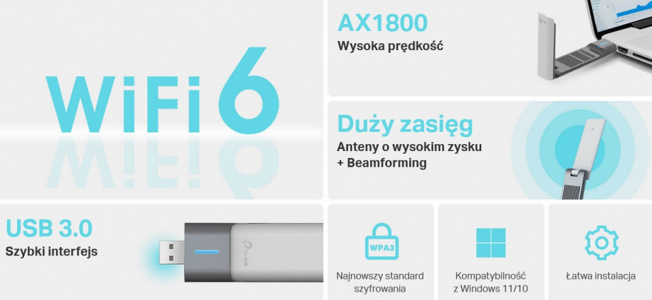 Tp Link Archer Tx20uh Karta Sieciowa Usb Wi Fi 6 Ax1800 1