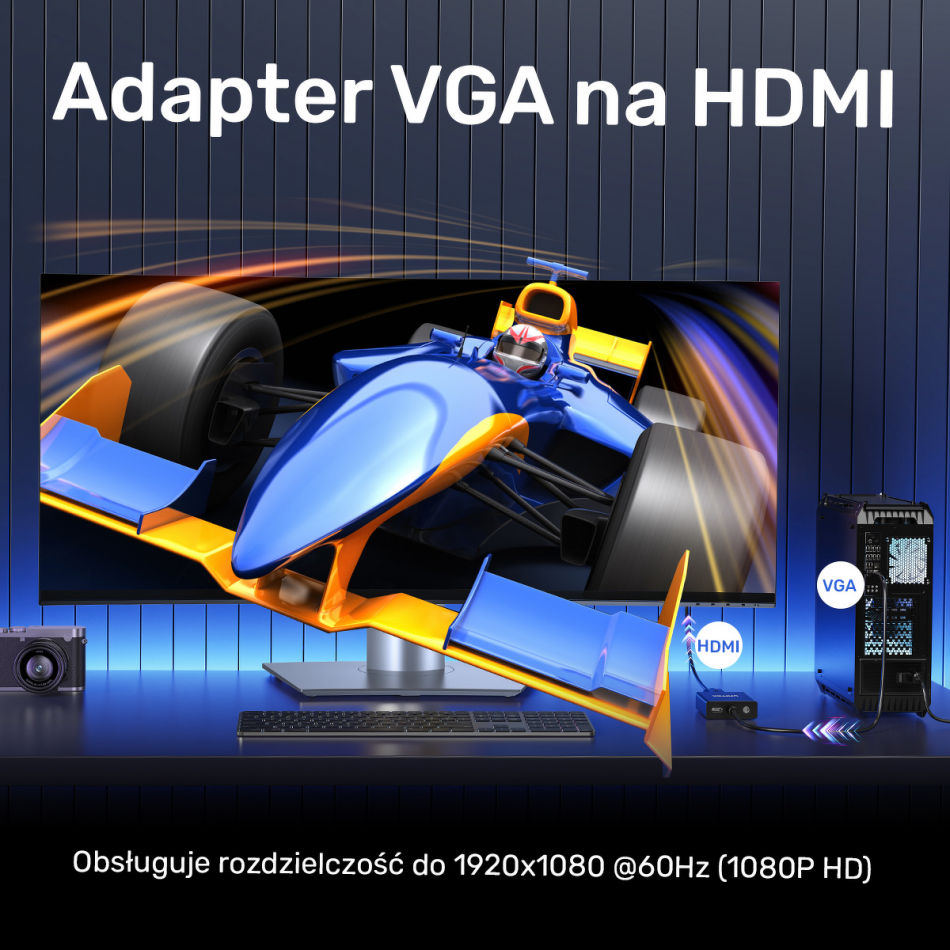 Unitek Adapter Vga Na Hdmi Fullhd Czarny 15cm Banner 2