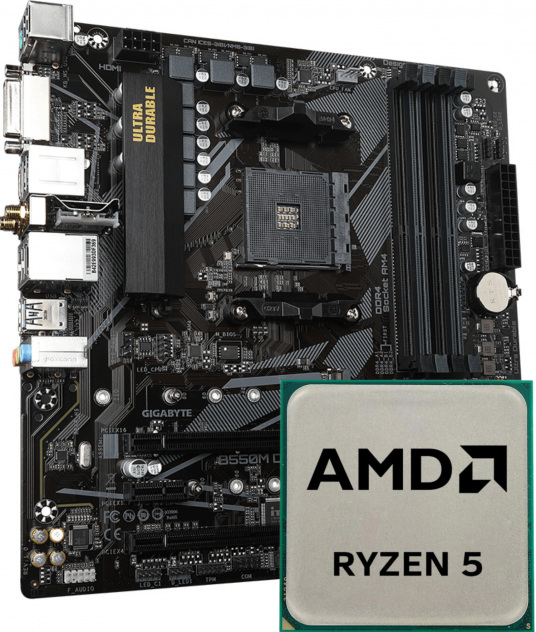 Zestaw modernizacyjny AMD Ryzen 5 5600 OEM + Gigabyte B550M DS3H AC + Pasta Natec HUSKY PUP 0.5g