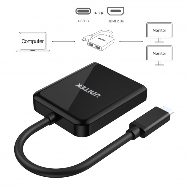Adaptateur USB C 8 en 1  Type-C vers HDMI (4K), 2x ports USB 3.0