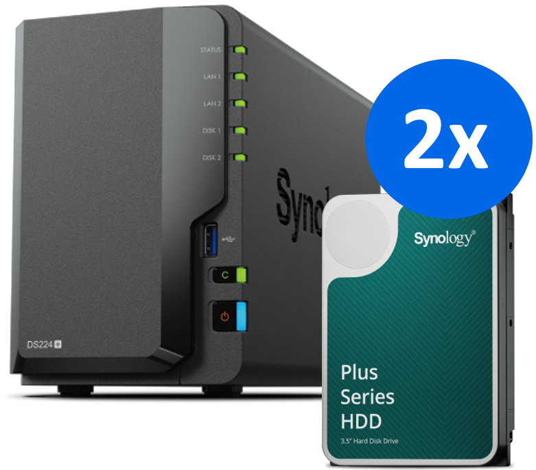 Serveur NAS Synology DiskStation DS224+ 2HDD/2 Go/CPU 2 Ghz/2USB3