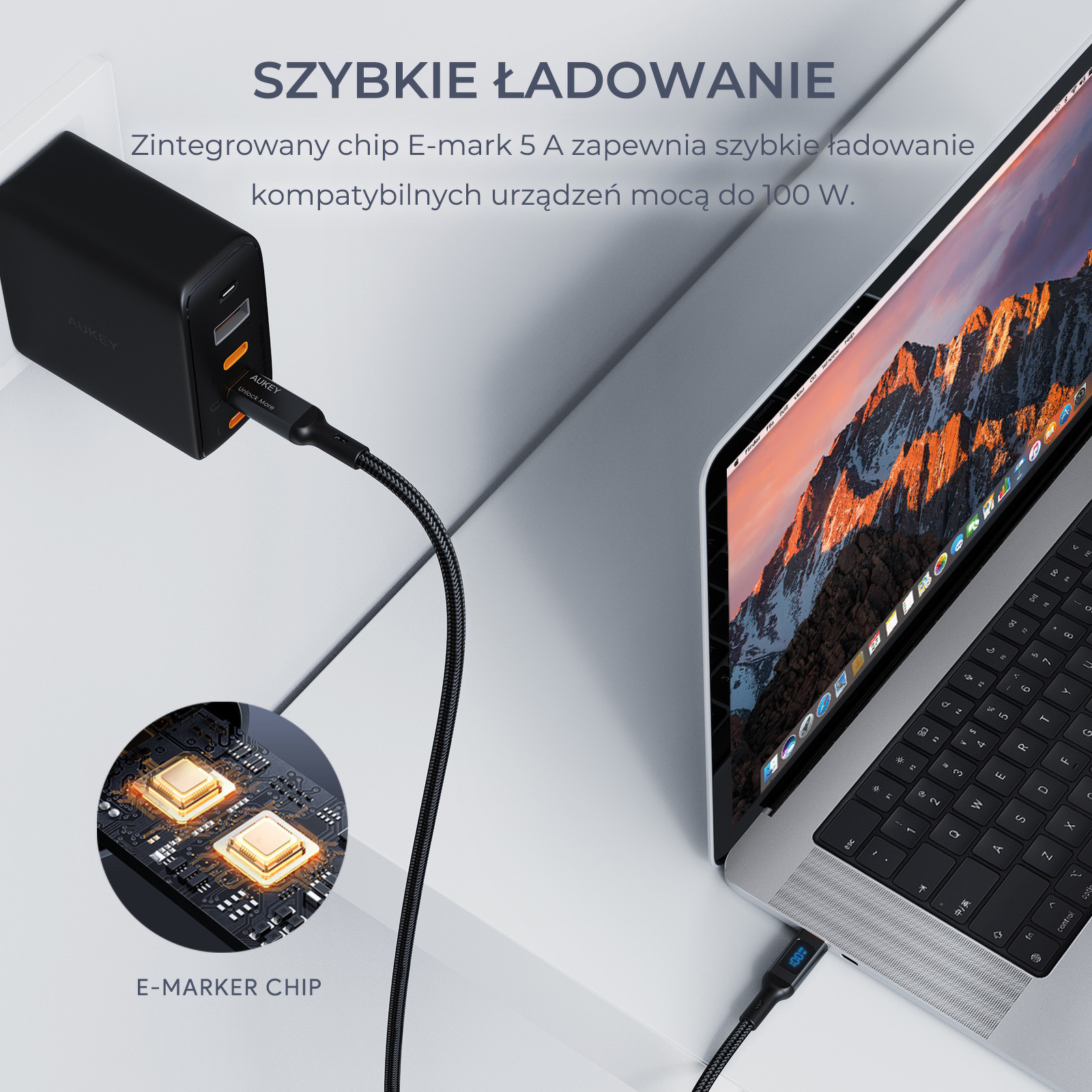 Kabel Przew D Usb Typ C Do Typ C Cm Aukey Pd W Led Proline