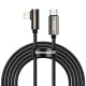 Kabel przewd USB Typ-C do Lightning / iPhone ktowy 100cm Baseus Legend Series, 20W, PD - czarny (CATLCS-01)