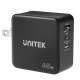 adowarka sieciowa Unitek GaN 1x USB, 2x USB TYP-C PD 65W QC 3.0, podrna - czarna (P1117B)