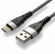 Kabel przewd pleciony USB - USB-C / Typ-C everActive CBB-2CG 200cm z obsug szybkiego adowania do 3A szary