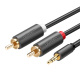 Przewd audio 3,5 mm mini jack (mski) / 2RCA (mski) Ugreen AV102 - 1,5m (10511)