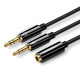 Rozdzielacz audio UGREEN AV140 AUX słuchawki + mikrofon do kabel 20 cm mini jack 3,5mm - czarny (20898)